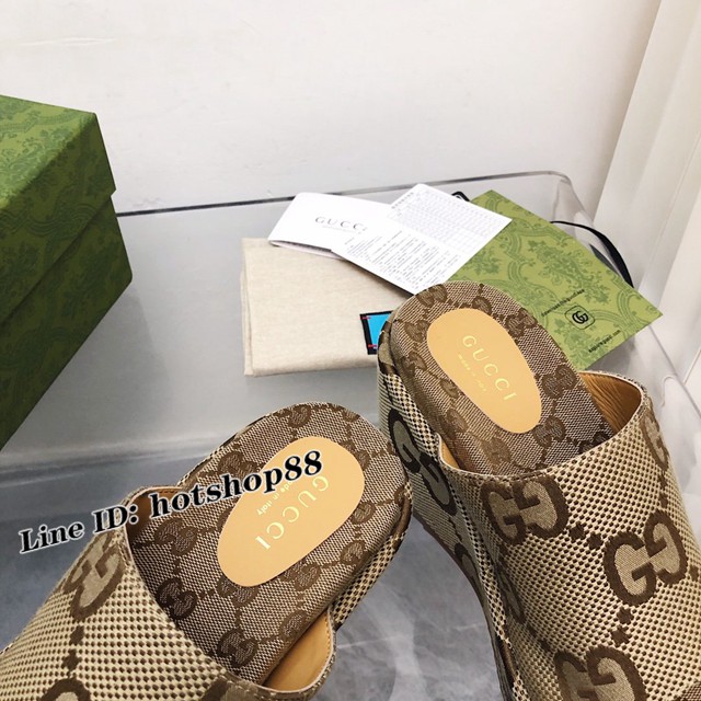 Gucci/Summer最新限量厚底拖鞋 gucci古馳新顏色拖鞋 dx3538